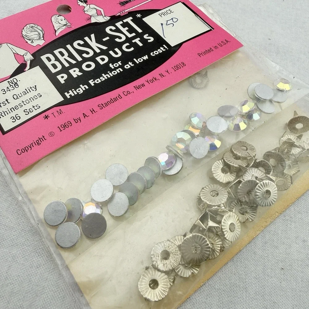 Vintage Brisk-Set Rhinestone Craft Jewelry Lot Of 5 NIP NOS 1969 USA MCM Glam